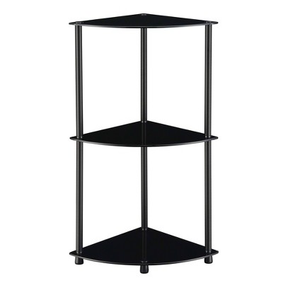 31.5" Designs2Go Classic Glass 3 Tier Corner Shelf Black Glass - Breighton Home