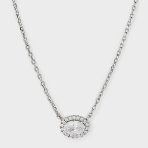 Oval Halo Pendant Necklace - A New Day™ Silver : Target