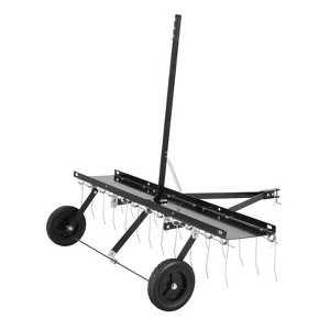 VEVOR Tow Behind Dethatcher, 48-inch Tow Dethatcher with 24 Spring Steel Tines, Lawn Dethatcher Rake for ATV or Mower, Tow Behind Lawn Rake, Black - 1 of 4