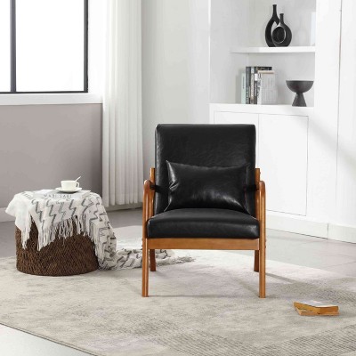 CAVINAS Accent Chair with Solid Wood Frame and Pillow,Modern Arm Chair for Bedroom,Reading Room