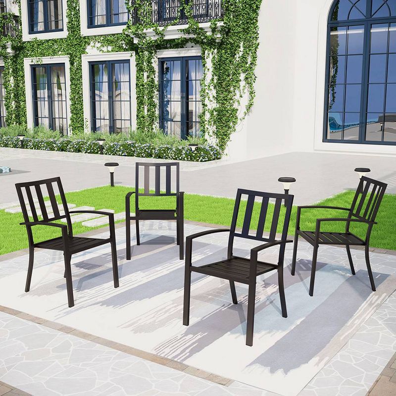 2pk Outdoor Stackable Bistro Chairs - Black - Captiva Designs, 5 of 10