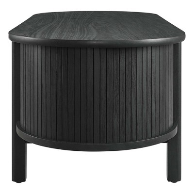 Cadence Black Oval Wood Coffee Table with Storage