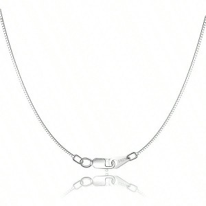 Silver Chain Necklace, 0.8mm Box Chain with Lobster Clasp, 18 Inch for Women Girls - 1 of 4