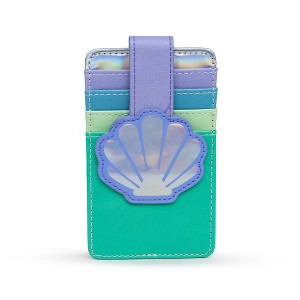 Disney Character Wallet, ID Card Holder, The Little Mermaid Ariel Shell Multi Color, Vegan Leather, 3.0" x 5.0" - 1 of 4