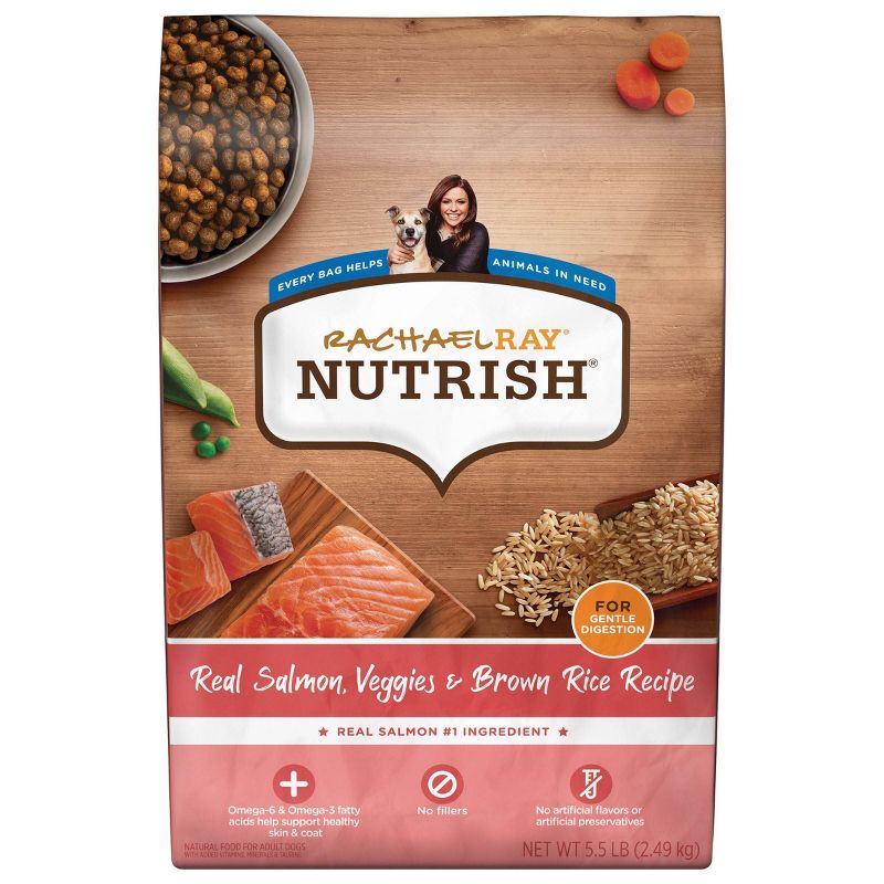 Rachael Ray Nutrish Salmon, Vegetable and Brown Rice Dry Dog Food - 5.5lbs, 1 of 8