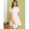 Allegra K Women's Heart Dots Print Short Sleeve A-Line Peter Pan Collar Mini Dress - 2 of 4