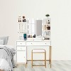 Makeup Vanity Desk with Chair Adjustable Lighted Mirror, Make Up Dresser Table with Drawers - 2 of 4