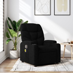 vidaXL Black Fabric Massage Recliner Chair For Elderly - Manual Recline, Vibration Massage, Cup Holders, Side Pocket - 1 of 4