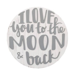 Little Love By NoJo Love You To The Moon and Back Round Wood Nursery Wall Décor - Gray and White - 1 of 2