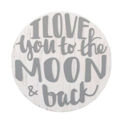 Little Love By Nojo Love You To The Moon And Back Round Wood Nursery Wall Decor Gray And White Target