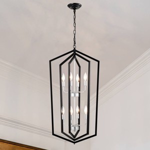 BAOURE 4 Light Chandelier,18.11 in Gold Lantern Light Fixtures with Farmhouse Metal Cage Adjustable Height for Dining Room Hallway Foyer - 1 of 4