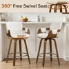 Bekrvio 26" Swivel Counter Stools with Back & Arms, Faux Leather Mid-Century Bar Stools for Kitchen Island, Walnut Frame, Set of 1/2/3/4 - 4 of 4