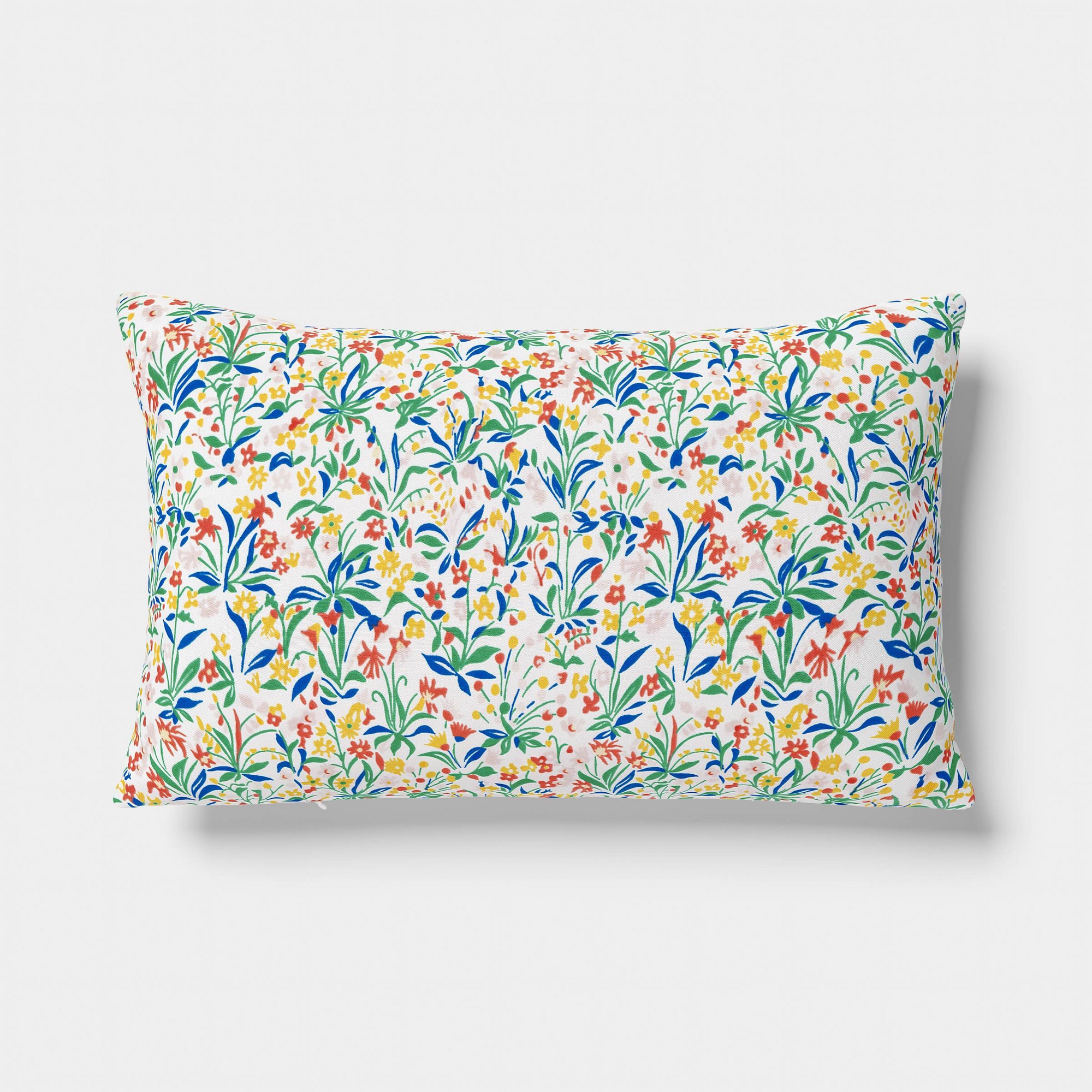 12"x18" Floral Print Lumbar Pillow Multi Warm - Room Essentials™