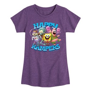 Girls' - SpongeBob SquarePants - Kamp Koral Happy Kampers Fitted Short Sleeve Graphic T-Shirt - 1 of 4