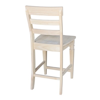 24" Unfinished Solid Wood Ladder-Back Counter Stool