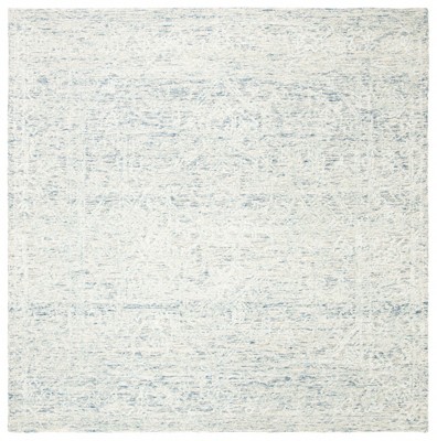 Blue and Ivory Square Hand-Tufted Wool Area Rug