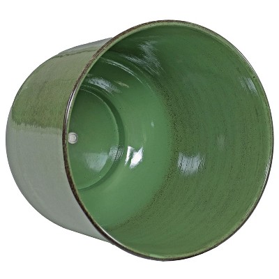Vivian Jade Glaze 11" Metal Indoor/Outdoor Planter Set