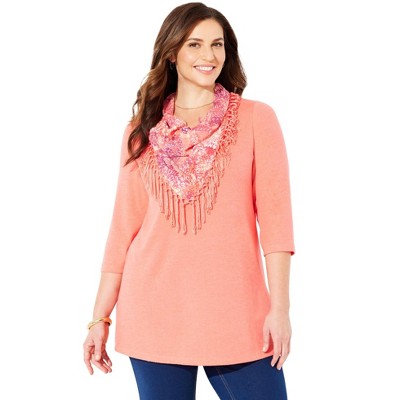Catherines Women's Plus Size Impossibly Soft Tunic & Scarf Duet