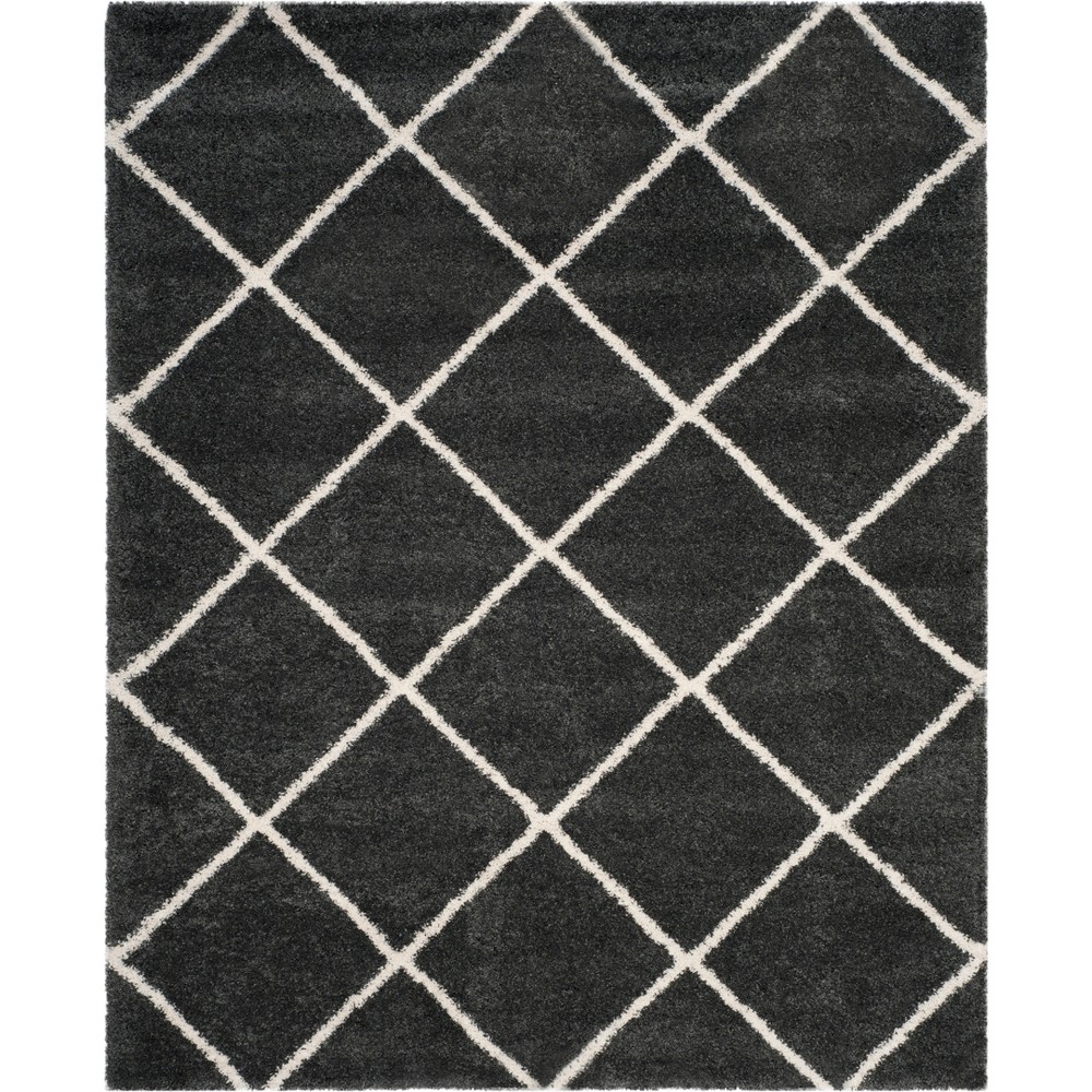 9'x12' Hudson Shag Area Rug Dark Gray/Ivory - Safavieh