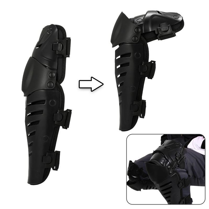Unique Bargains Motorcycle Knee Elbow Pads Motorcycle Knee Guards with Adjustable Strap for Adults Black 2 Pcs, 5 of 7