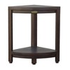 HomeRoots Compact Triangular Teak Shower Outdoor Bench With Shelf In Brown Finish - 3 of 4