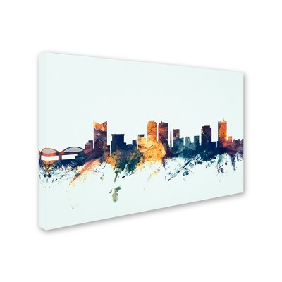 Trademark Fine Art -Michael Tompsett 'Fort Worth Texas Skyline Blue' Canvas Art