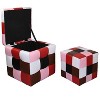 Block Storage Ottoman with 1 Seating Red - Ore International: Checkered, Footrest, Polyurethane Upholstery - 2 of 2