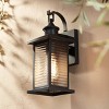 John Timberland Cameron Mission Outdoor Wall Light Fixture Textured Black Motion Sensor Dusk to Dawn 13 3/4" Clear Stripped Glass for Post Exterior - image 2 of 4