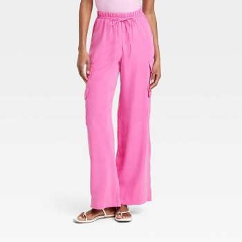High Rise Cargo Sweatpants- Pink Berry