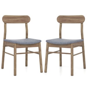 Costway 2/4 PCS Dining Chair Fabric Upholstered Kitchen Armless Chairs with Rubber Wood Frame - 1 of 4