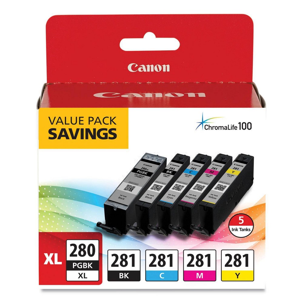 Canon 5pk PGI-280XL/CLI-281 XL Ink Cartridge - Cyan/Magenta/Yellow