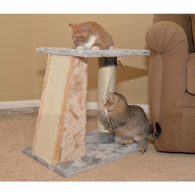 Gray and Beige Sisal Carpet Two-Level Cat Scratcher
