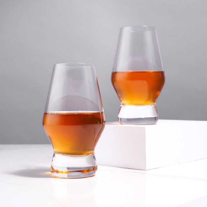 Viski Footed Crystal Scotch Glasses Set of 2 - Premium Crystal Clear Glass, Classic Whiskey Glasses, Scotch Glass Gift Set - 8 oz, Clear, 2 of 12