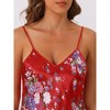 cheibear Women's Silky Satin Mini Floral Lingerie Dress Slip Chemise Sleepwear - 4 of 4