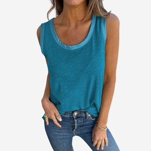 Amaryllis Women’s Sleeveless Tank Top Lightweight Relaxed Fit Casual Everyday Wear Basic Scoop Neck - 1 of 4