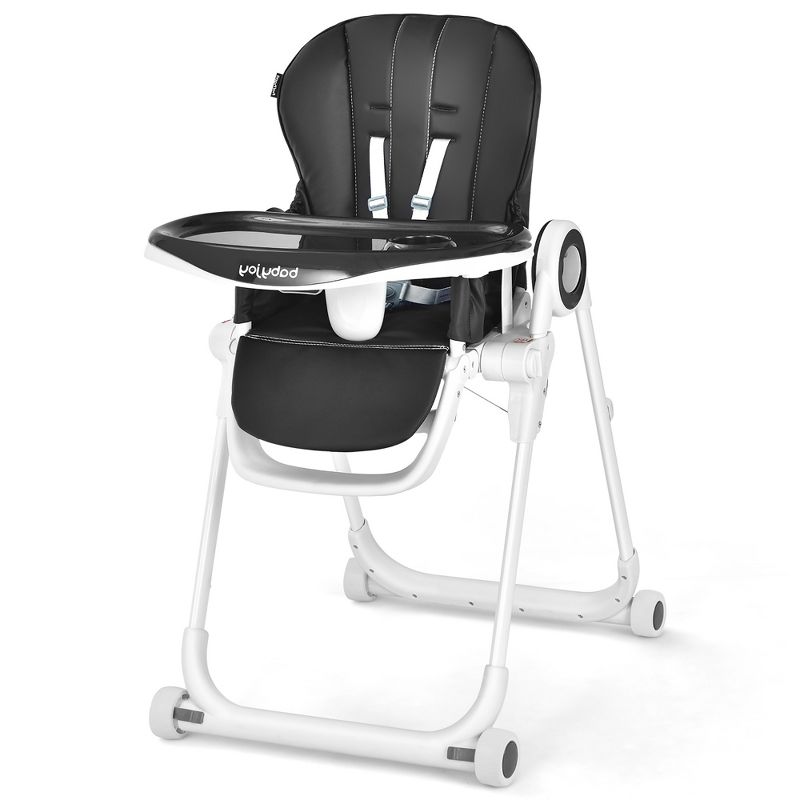 Babyjoy Baby High Chair Foldable Feeding Chair w/ 4 Lockable Wheels Pink\Black\Colorful\Green, 1 of 8