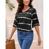Women's Casual 3/4 Ruffled Sleeve Chiffon Blouse Tops for Women - 3 of 4