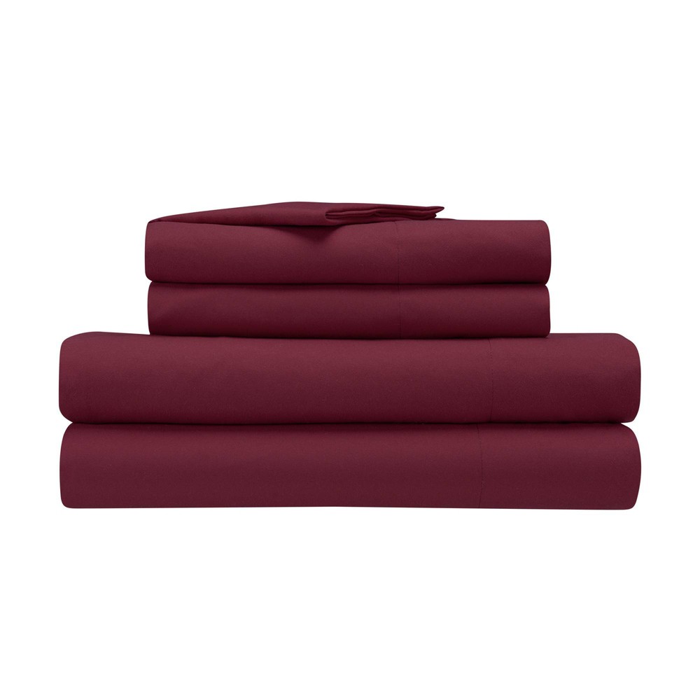 Photos - Bed Linen Serta Twin XL Simply Clean Sheet Set Burgundy 