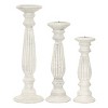 Set of 3 Traditional Wooden Pillar Candle Holders White - Olivia & May: Elegant Mango Wood, Votive Compatible - 4 of 4