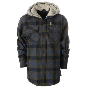 Gioberti Boy's 100% Cotton Removable Hoodie Plaid Checkered Flannel Shirt - 1 of 4