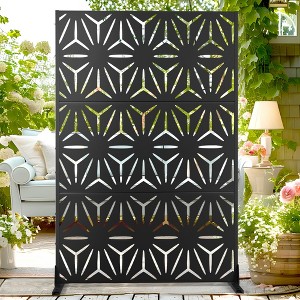 TUYOHW Metal Privacy Screen Outdoor, Decorative Privacy Panels, Freestanding Privacy Screen for Patio, Garden, Pool (White Square) - 1 of 4