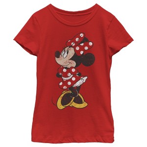 Girl's Disney Minnie Distressed T-Shirt - 1 of 4
