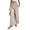 Womens Wide Leg Pants Casual Flowy Elastic Waist Palazzo Pant Dressy Long Lounge - 4 of 4