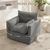 Mid-Century Modern Swivel Accent Chair – Upholstered Linen Armchair with 360° Rotation & Solid Metal Base, No Assembly Required, Beige - 3 of 4