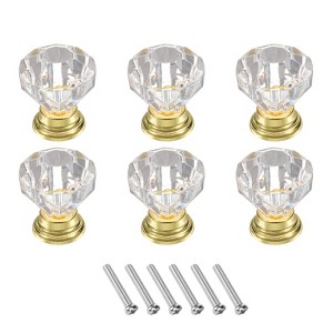 Unique Bargains Crystal Cabinet Knobs with Screw for Cupboard Wardrobe 6 Pcs - 1 of 4