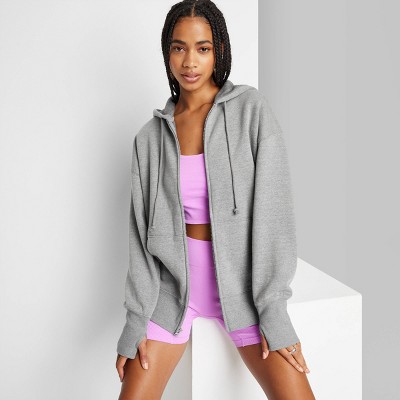 Women's Hooded Cropped Sweatshirt - Wild Fable™ Heather Gray XS