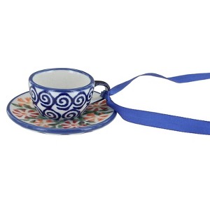 Blue Rose Polish Pottery D076 Manufaktura Cup & Saucer Ornament - 1 of 1
