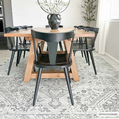 Barny Gray and Cream Washable Polyester Runner Rug
