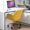 Velvet Home Office Chair with Gold Base Upholstered Tufted Modern Height Adjustable 360 Degree Swivel Desk Chair Humanized Armrest for Living Room - 4 of 4