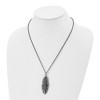 Chisel Stainless Steel Antiqued and with Black Cubic Zirconia Feather Pendant on a 20" Singapore Chain Necklace - 4 of 4
